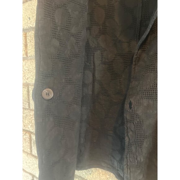 Handmade Black Textured Button-Up Sleeveless Vest By Eucalyptus XL Cotton Made I - Picture 8 of 8